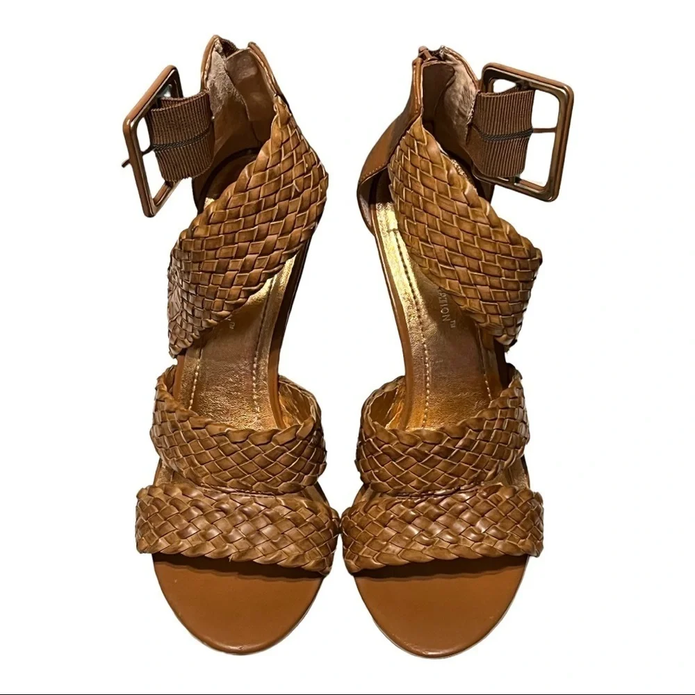 BCBGeneration Candiss Roll Weave Vachetta Open-toe 5”Wedge Platform Sandal 7B